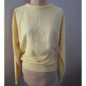 Izod Lacoste Womens Sweater Butter Yellow Subtle Golf Graphic Preppy Vtg Sz 38